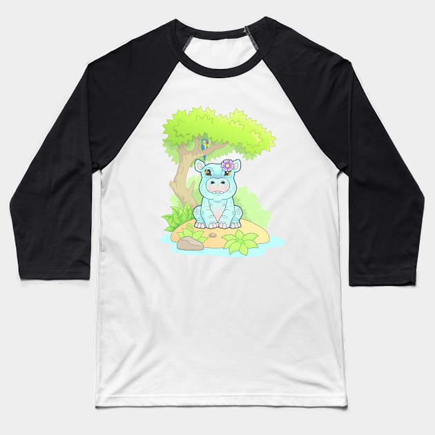 little cute hippo Baseball T-Shirt by YMFargon